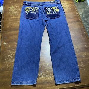 Authentic Crown Holder Mens Denim Jeans Embroidered Size 40 Waist Y2K